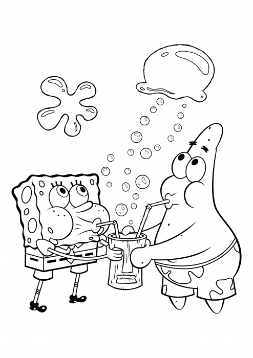 Spongebob and patrick star blow bubbles coloring pages sponge bob square pants coloring pages