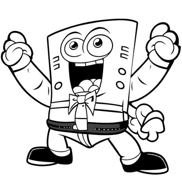 Spongebob squarepants black and white kids coloring page