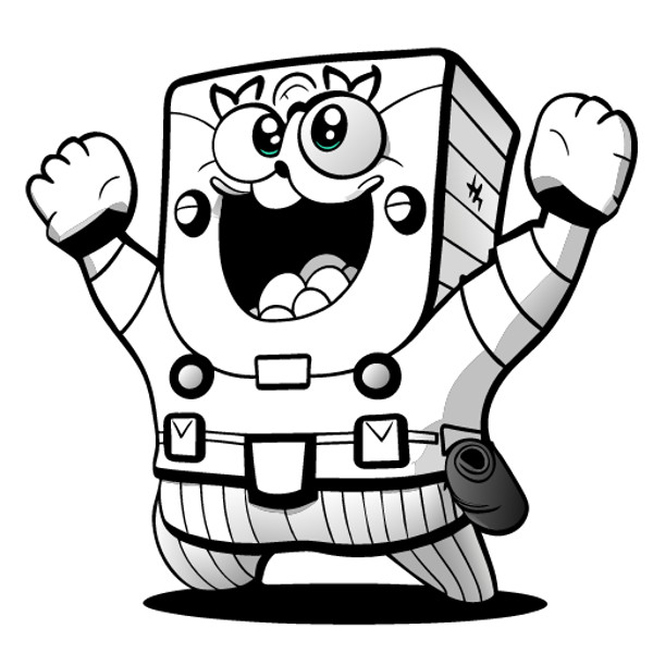 Spongebob squarepants black and white kids coloring page