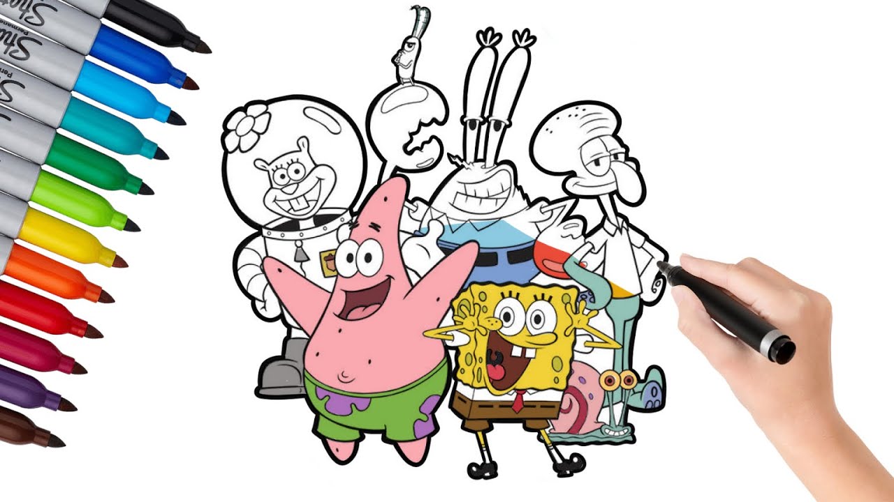 Ð coloring page spongebob squarepants all character