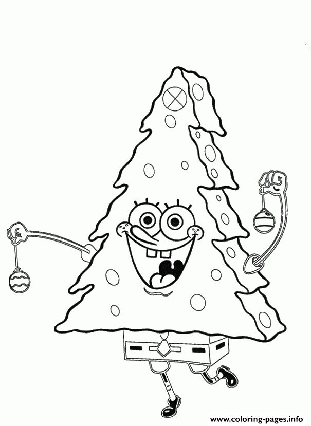 Festive spongebob christmas coloring page