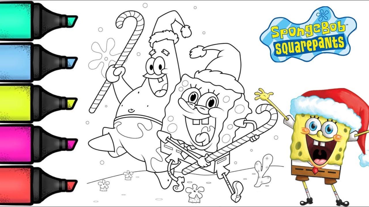 Spongebob squarepants and patric christas coloring for kids coloring spongebob coloringtie