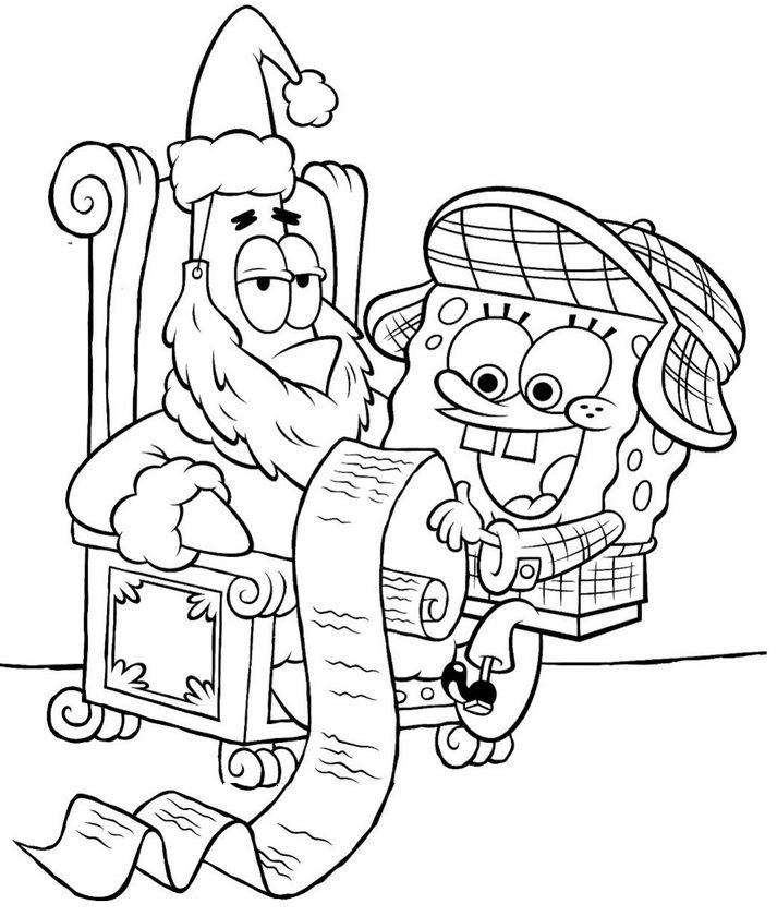 Santa list spongebob coloring coloring pages christmas coloring pages