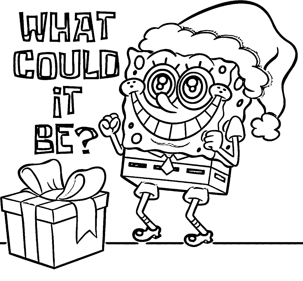 Spongebob santa christmas coloring page