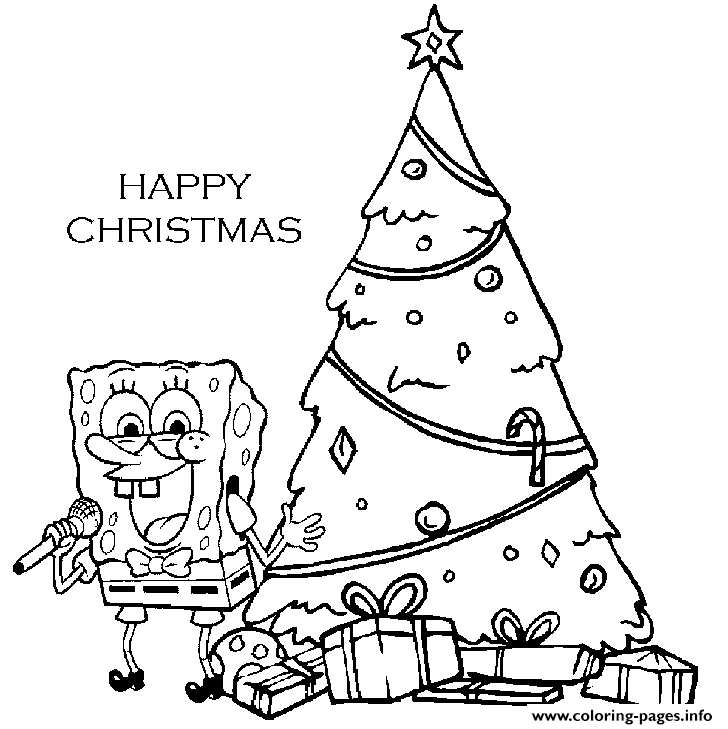 Spongebob in christmas coloring pagec coloring page printable