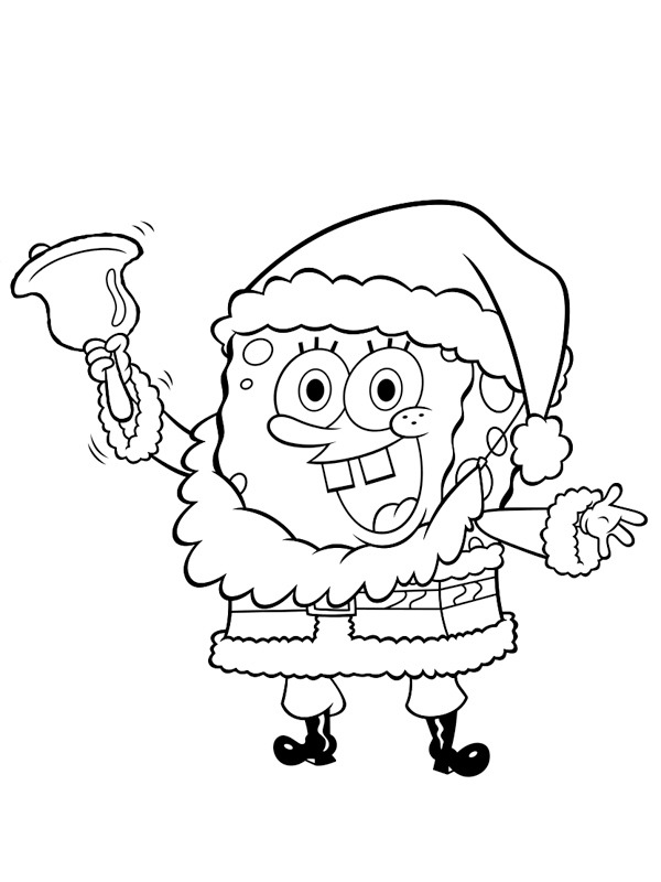 Santa spongebob coloring page