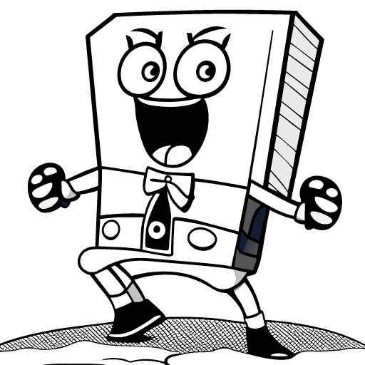 Spongebob squarepants black and white kids coloring page