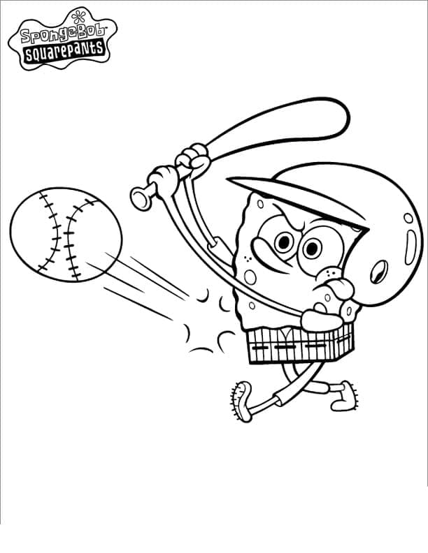 Spongebob with baseball coloring page