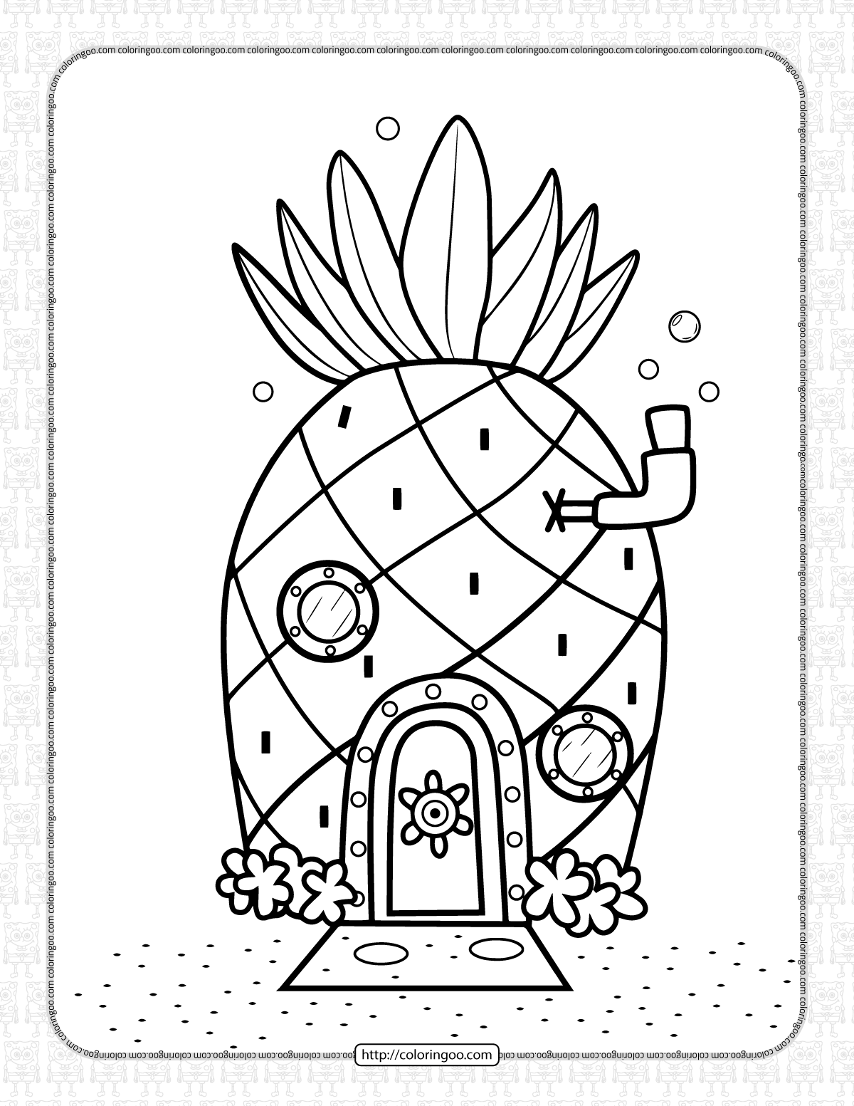 Spongebob pineapple house coloring page