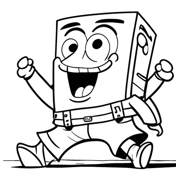 Spongebob squarepants black and white kids coloring page