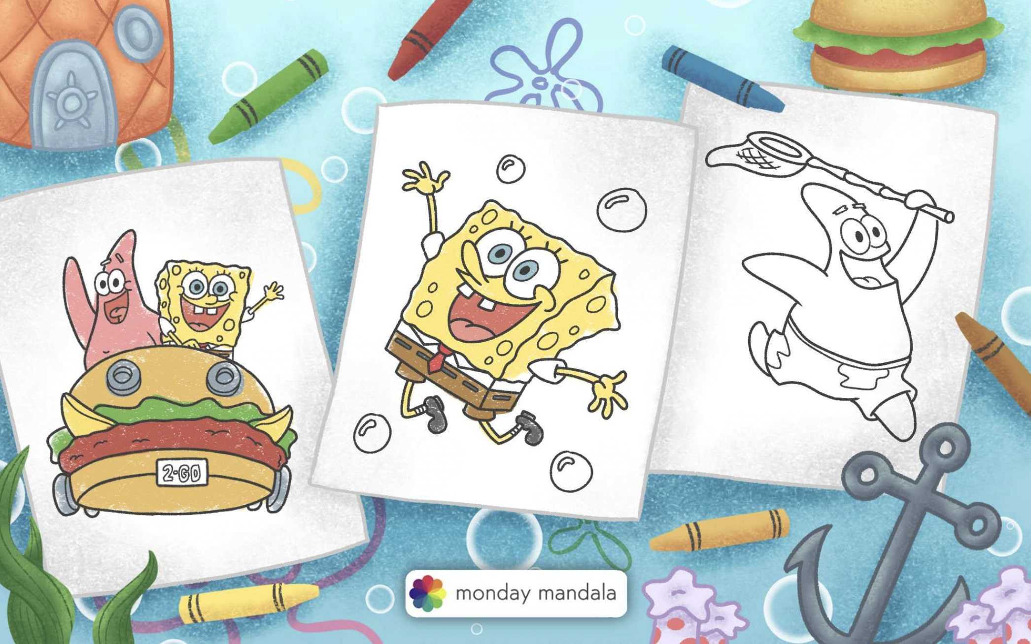 Spongebob coloring pages free pdf printables