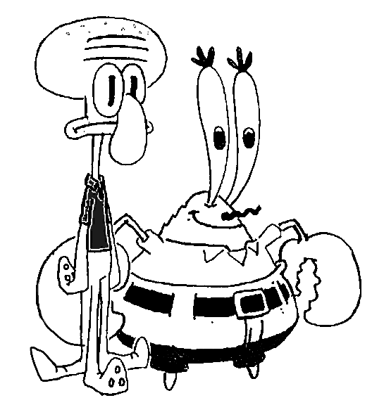 Squidward and mr crabs coloring page