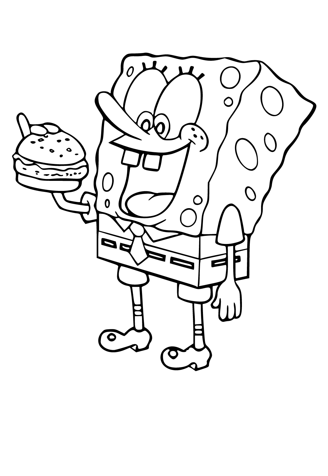 Free printable spongebob burger coloring page for adults and kids