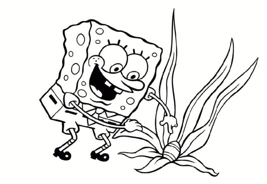 Spongebob and easter egg coloring page