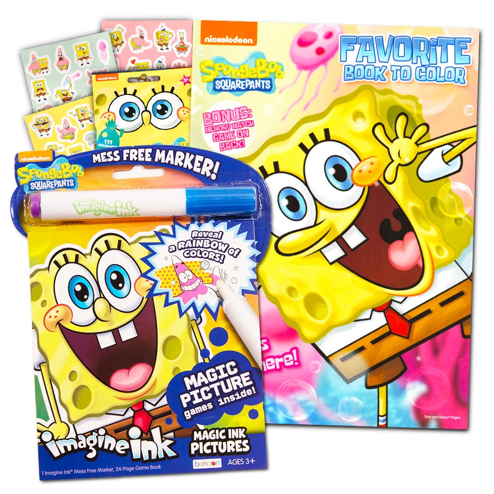 Spongebob squarepants coloring book set with coloring book imagine ink mess