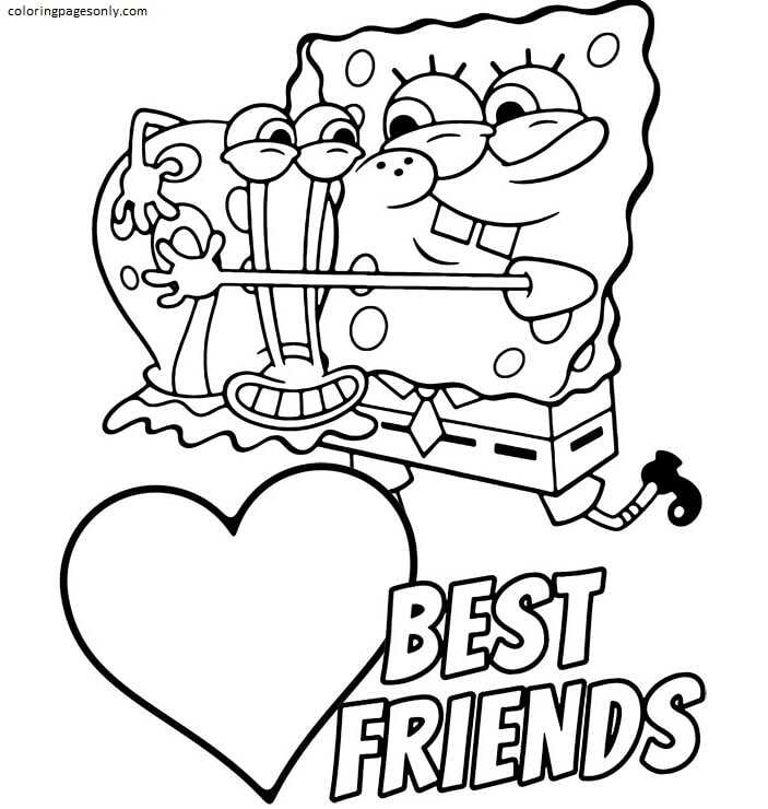 Spongebob and gary coloring page