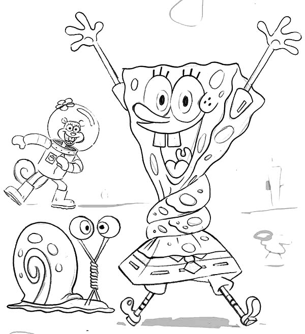 Gary the snail and spongebob is happy with sandy coloring pages color luna coloring books coloring pages cute coloring pages