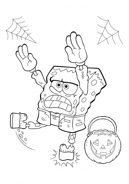 Spongebob on halloween coloring pages sponge bob square pants coloring pages