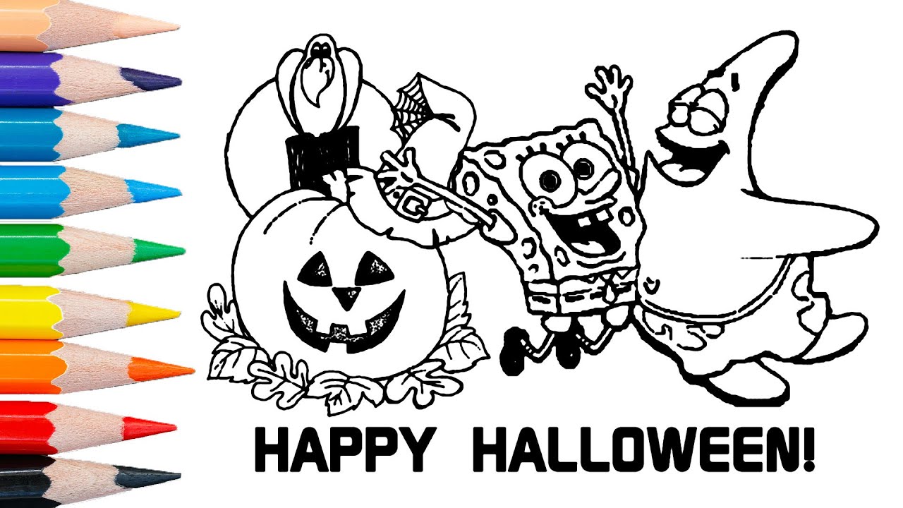 Halloween coloring page trick or treat halloween pumpkins