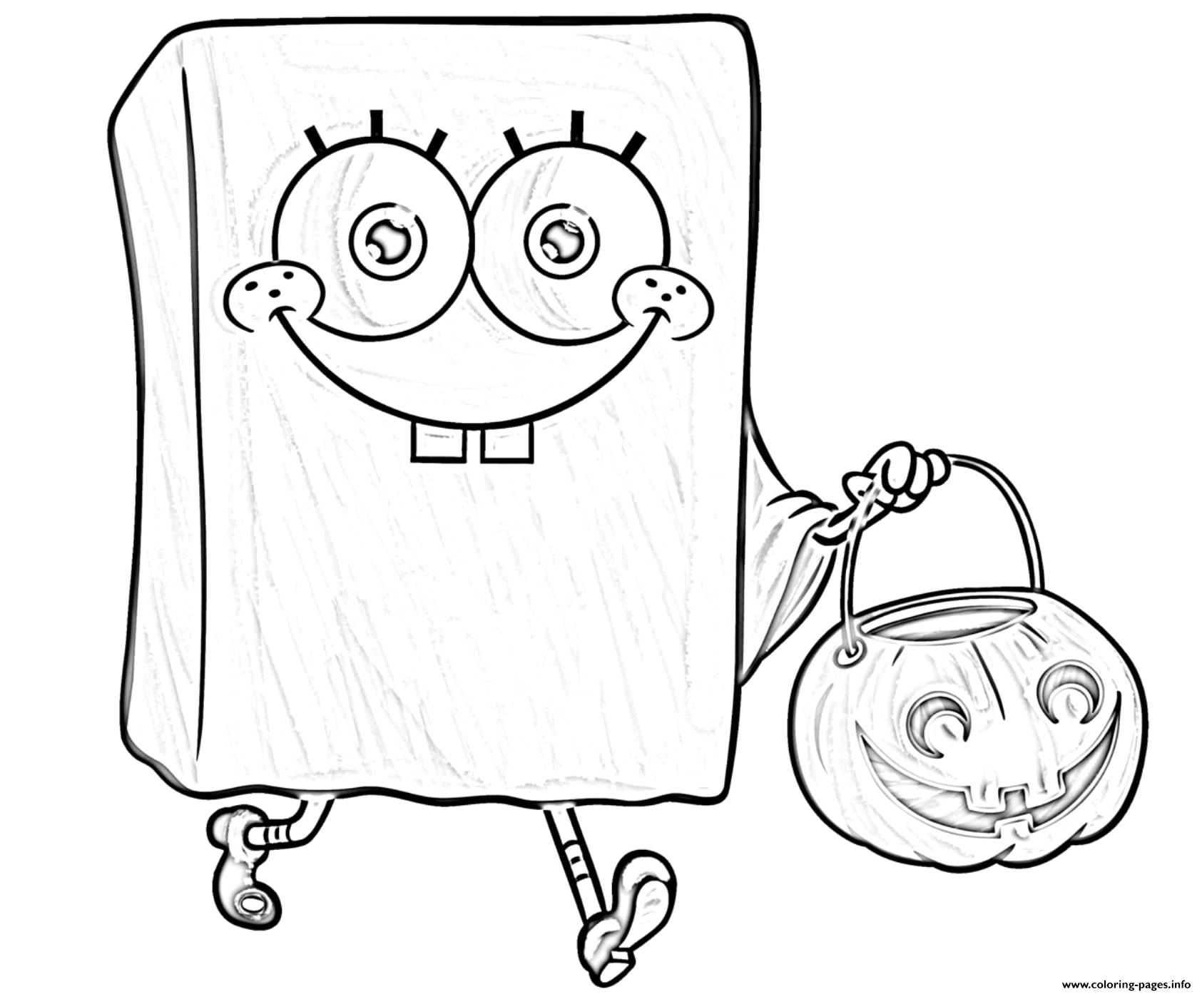 Spongebob halloween coloring page printable