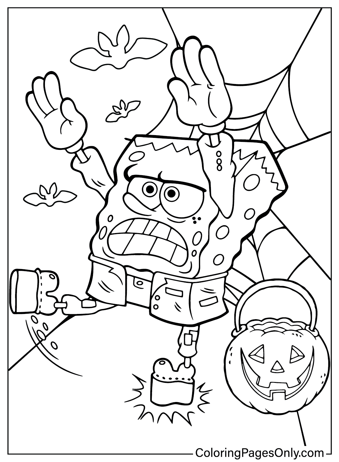 Spongebob halloween coloring pages to for kids