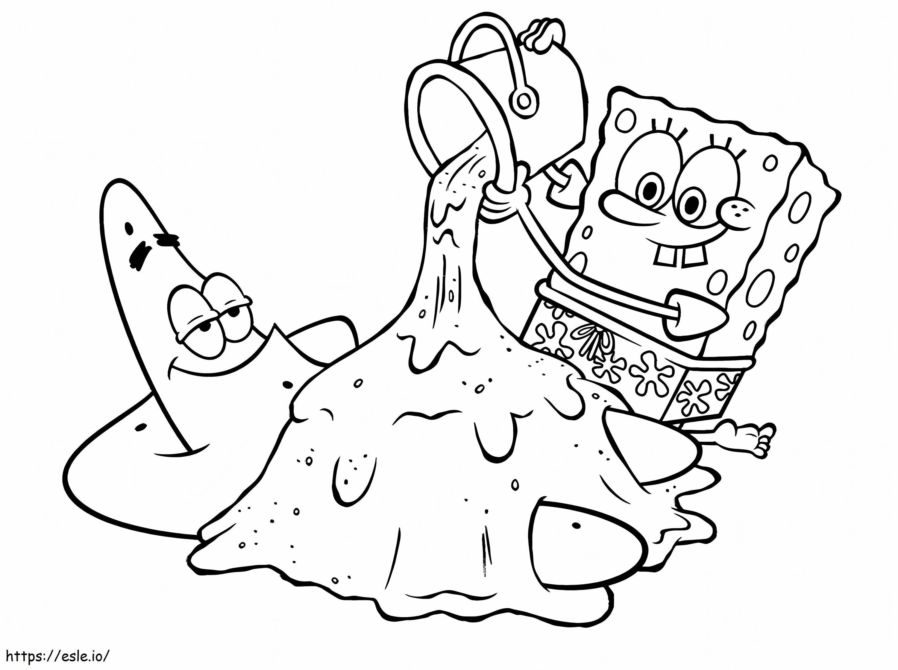 Spongebob and patrick funny coloring page