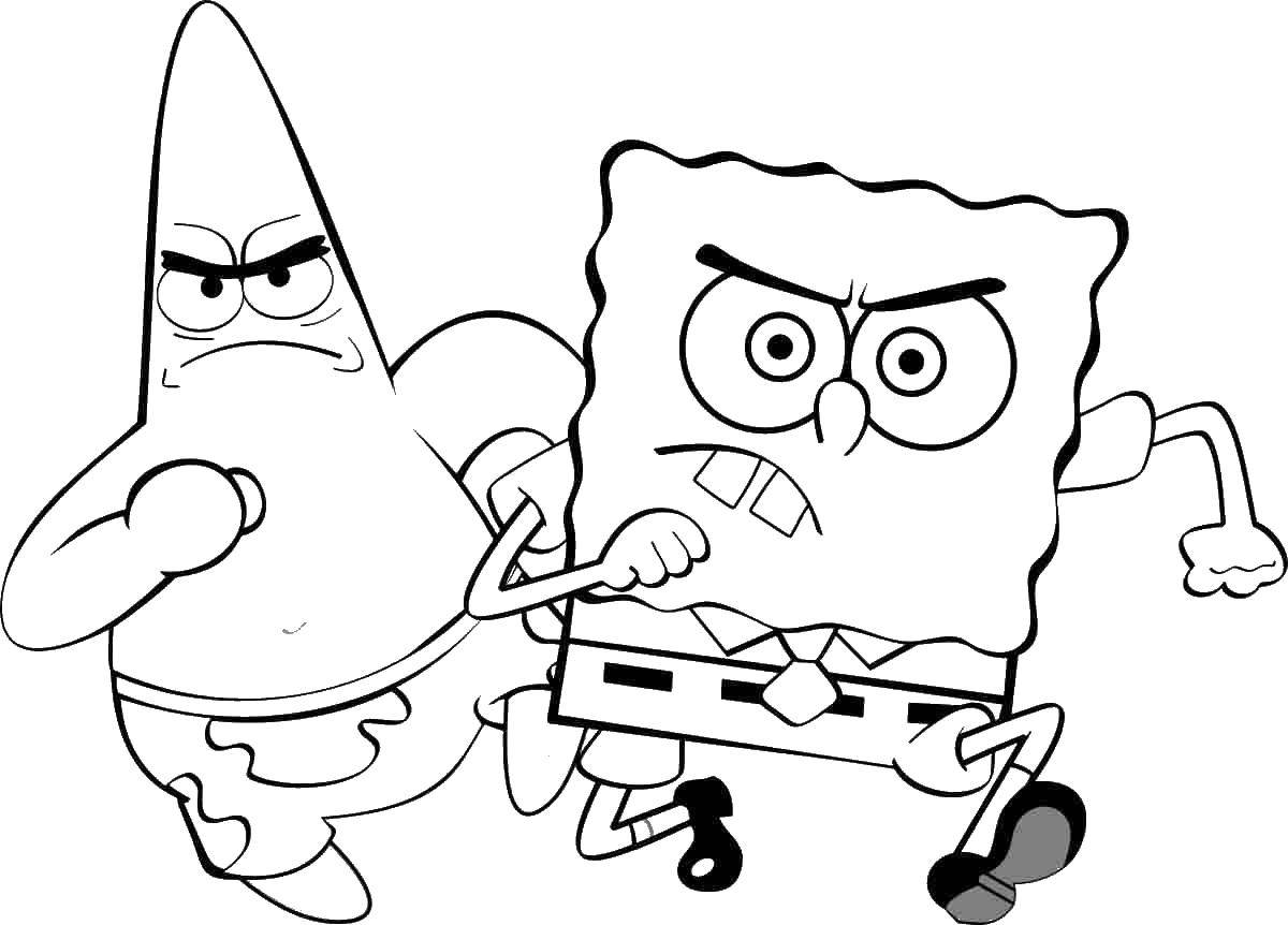 Online coloring pages coloring page serious spongebob and patrick spongebob download print coloring page