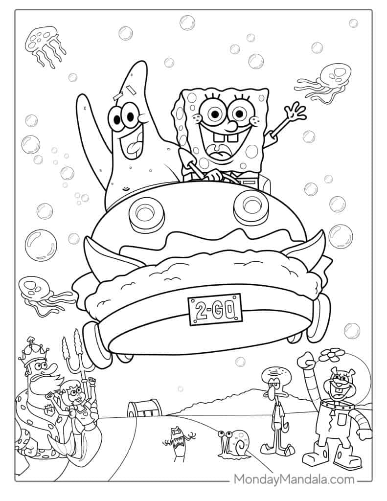 Spongebob coloring pages free pdf printables