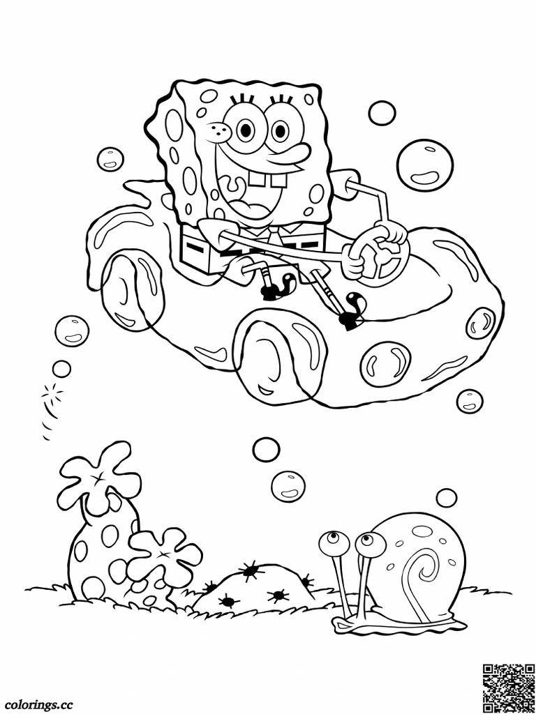 Spongebob in the car and gary coloring pages sponge bob square pants coloring pages