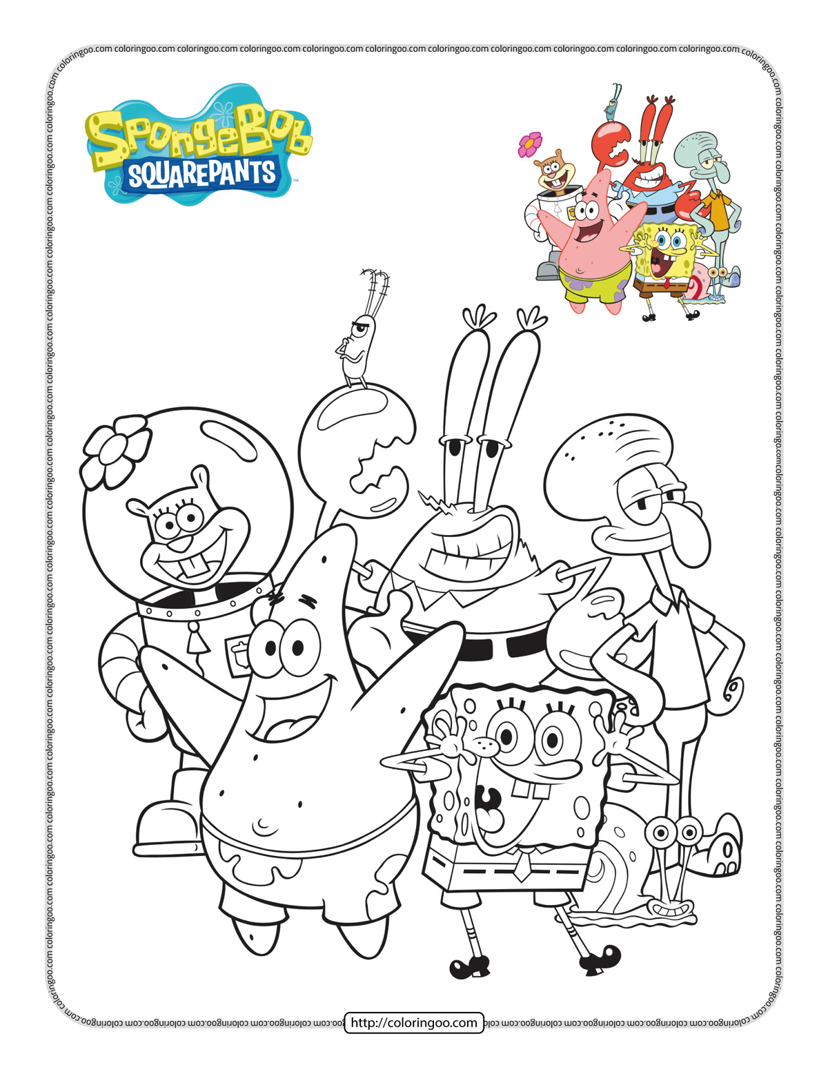 Spongebob squarepants and friends coloring pages