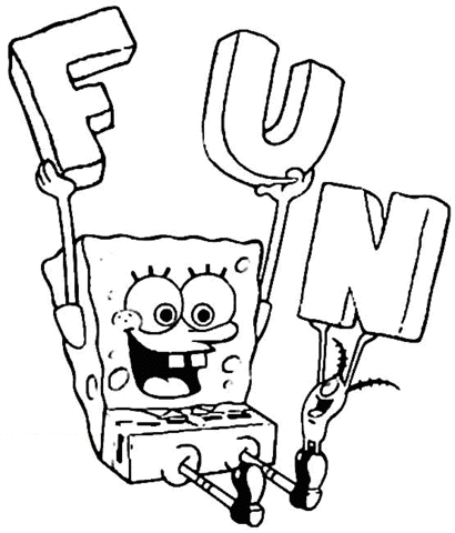 Sponge bob with letter f u n its fun coloring page free printable coloring pages