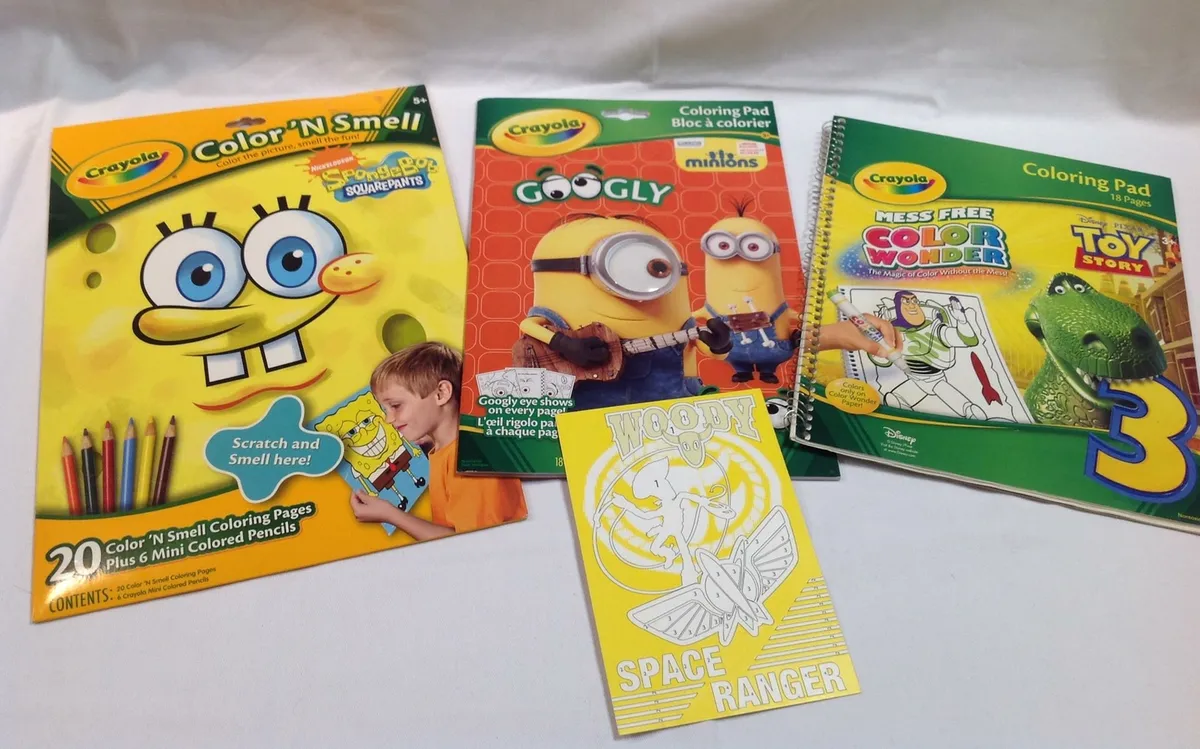 Euc crayola color wonder coloring pad toy story minions spongebob squarepants