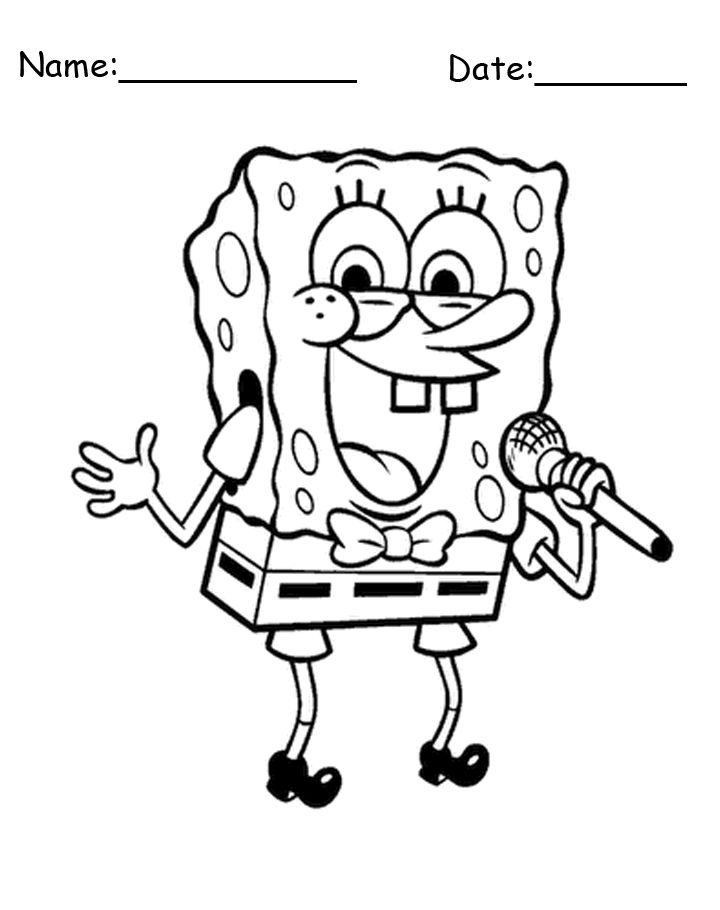 Spongebob singing printable coloring pages dibujos