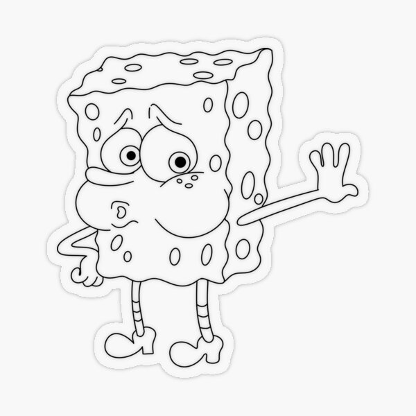 Sighing spongebob outline sticker for sale by ticacreations