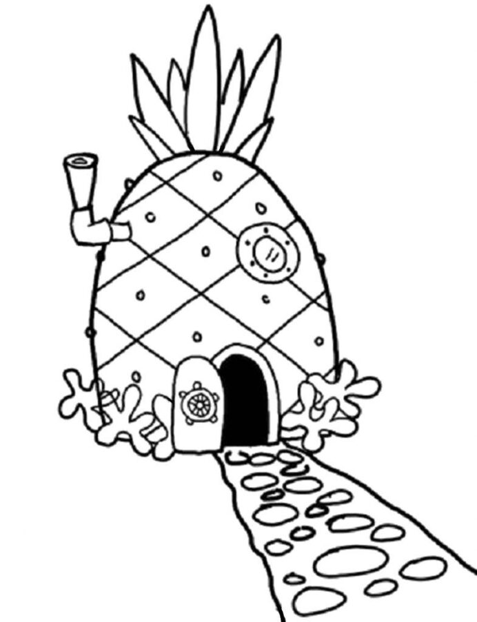 Coloring pages spongebob pineapple coloring drawings house primary math worksheets free printable