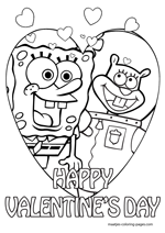 Special spongebob valentines day coloring pages for kids