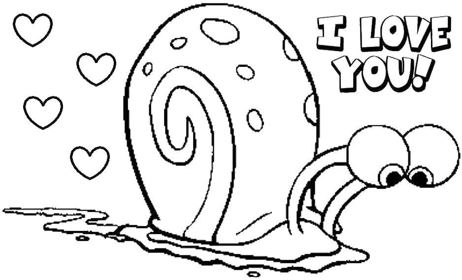 Online coloring pages coloring page snail gary st valentins day download print coloring page