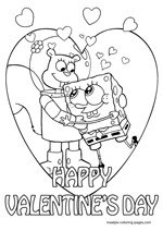 Special spongebob valentines day coloring pages for kids