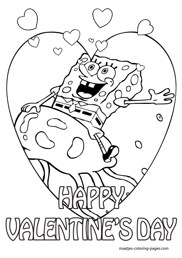 Spongebob valentines day coloring pages for kids