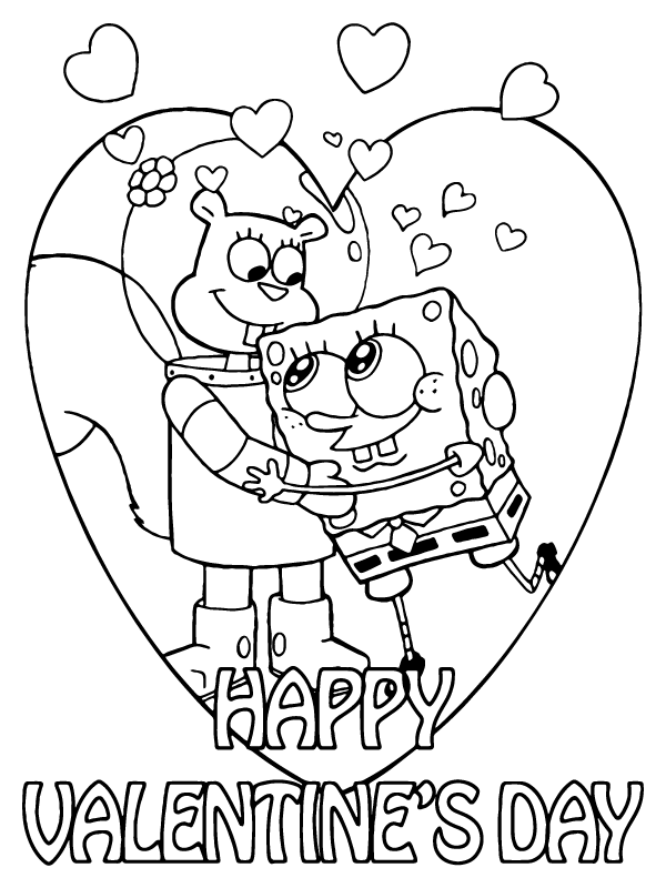 Sandy and spongebob valentines day fãrbung seite