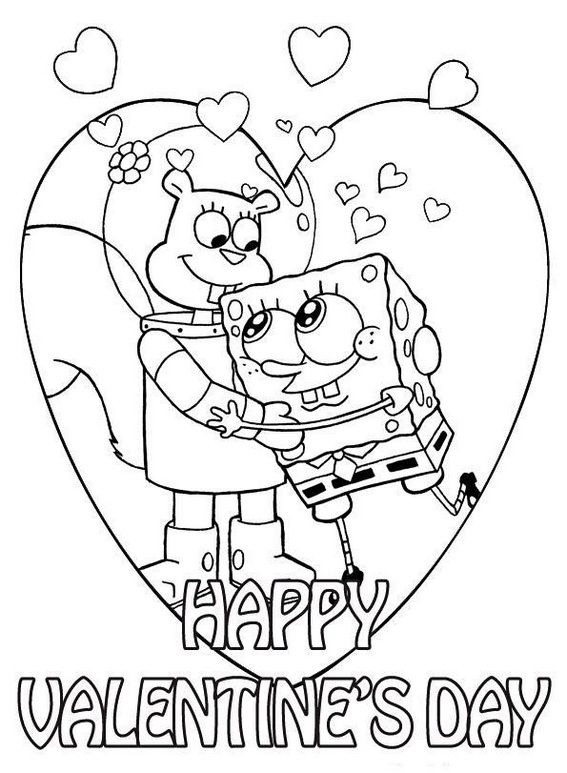 Spongebob valentine day coloring picture valentines day coloring page valentine coloring pages valentine coloring