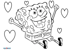 Free printable spongebob valentines coloring pages for kids