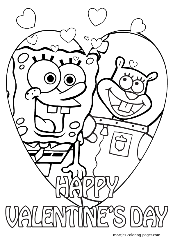 Spongebob valentines day coloring pages for kids