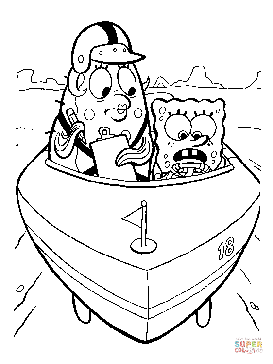 Miss puff teaches spongebob how to drive coloring page free printable coloring pages