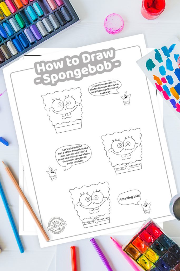 How to draw spongebob easy printable lesson for kids kids activities blog