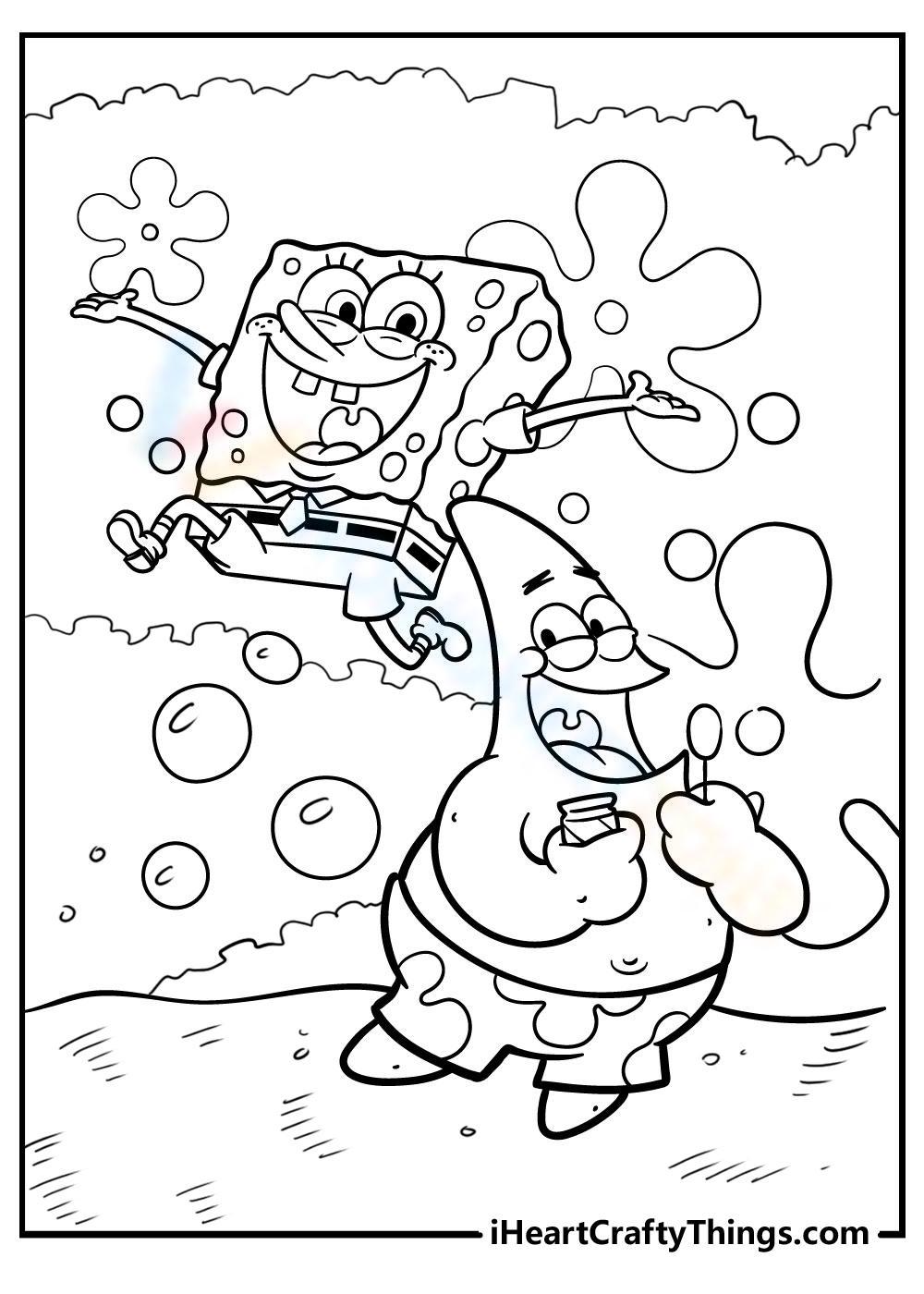 Spongebob and patrick blowing bubbles worksheet