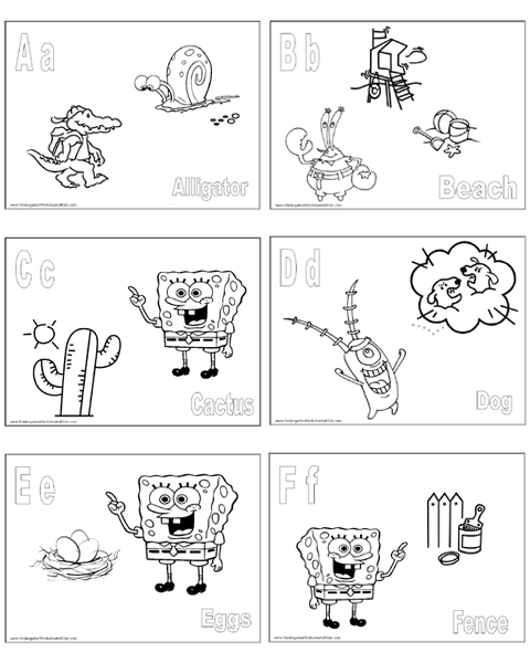 Abc coloring pages spongebob alphabet coloring pages