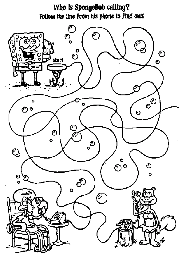 Spongebob line game coloring page