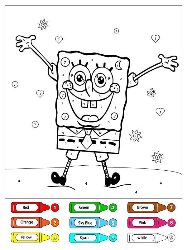 Spongebob color by number coloring pages