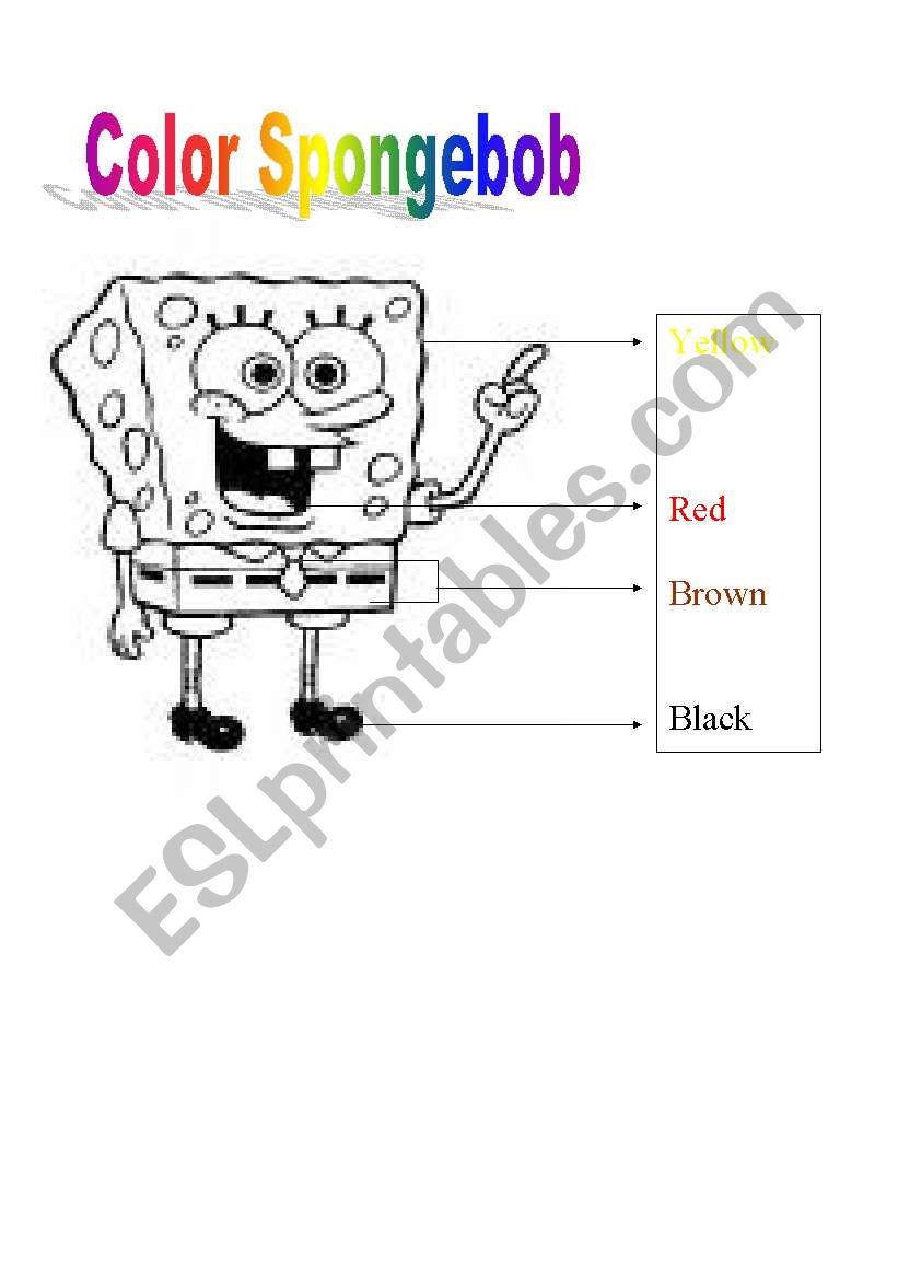 English worksheets color spongebob